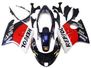 1996-2007 Rot Schwarz & Weiß Repsol Honda CBR1100XX Motorrad Verkleidung