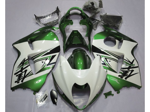 1997-2007 Glänzend Weiß & Grün Suzuki GSXR 1300 Motorrad Verkleidung 1997-2007 Glänzend Weiß & Grün Suzuki GSXR 1300 Motorrad Verkleidung