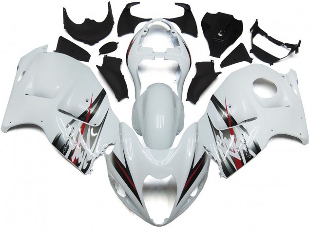 1997-2007 Glänzend Weiß & Silber Stil Suzuki GSXR 1300 Motorrad Verkleidung 1997-2007 Glänzend Weiß & Silber Stil Suzuki GSXR 1300 Motorrad Verkleidung