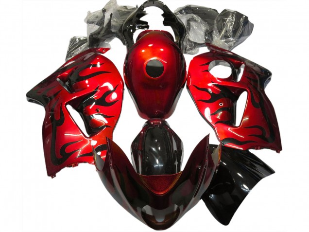 1997-2007 Rot & Schwarz Flamme Suzuki GSXR 1300 Motorrad Verkleidung 1997-2007 Rot & Schwarz Flamme Suzuki GSXR 1300 Motorrad Verkleidung