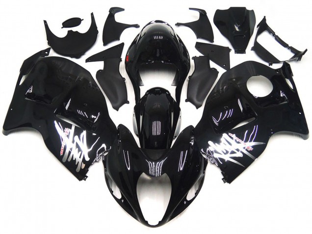1997-2007 Schwarz Glänzend Mit Silbernen Aufklebern Suzuki GSXR 1300 Motorrad Verkleidung 1997-2007 Schwarz Glänzend Mit Silbernen Aufklebern Suzuki GSXR 1300 Motorrad Verkleidung