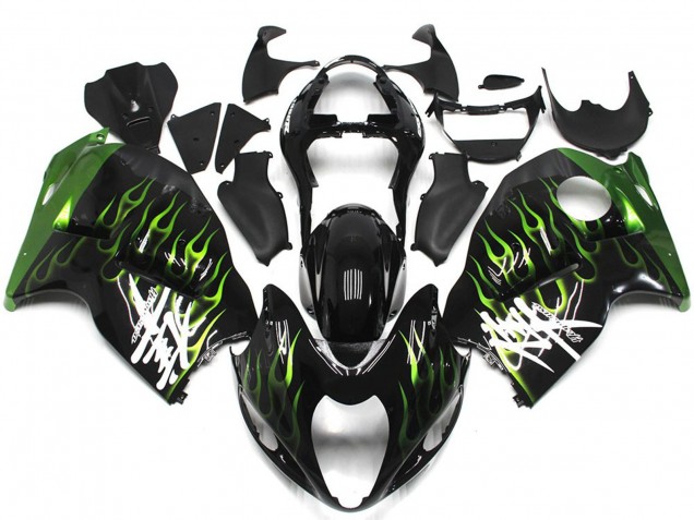 1997-2007 Schwarz Mit Dunkelgrün Flamme Suzuki GSXR 1300 Motorrad Verkleidung 1997-2007 Schwarz Mit Dunkelgrün Flamme Suzuki GSXR 1300 Motorrad Verkleidung