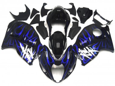 1997-2007 Schwarz Mit Tiefes Blau Flamme Suzuki GSXR 1300 Motorrad Verkleidung