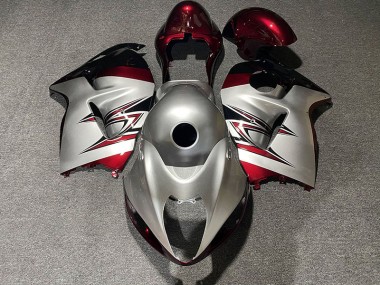1997-2007 Silber Glänzend & Candy Red Suzuki GSXR 1300 Motorrad Verkleidung