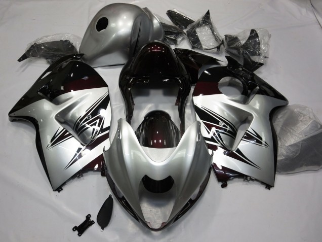 1997-2007 Silber & Tiefrot Suzuki GSXR 1300 Motorrad Verkleidung 1997-2007 Silber & Tiefrot Suzuki GSXR 1300 Motorrad Verkleidung