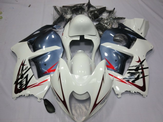 1997-2007 Weiß & Staubblau Suzuki GSXR 1300 Motorrad Verkleidung 1997-2007 Weiß & Staubblau Suzuki GSXR 1300 Motorrad Verkleidung