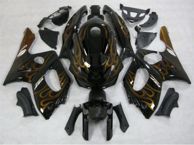 1998-2007 Gold Flamme Glänzend Yamaha YZF600 Motorrad Verkleidung 1998-2007 Gold Flamme Glänzend Yamaha YZF600 Motorrad Verkleidung