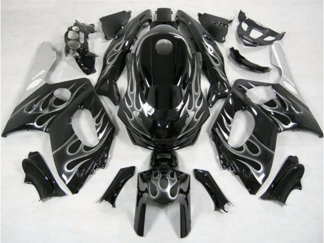 1998-2007 Schwarz & Silber Flamme Yamaha YZF600 Motorrad Verkleidung 1998-2007 Schwarz & Silber Flamme Yamaha YZF600 Motorrad Verkleidung