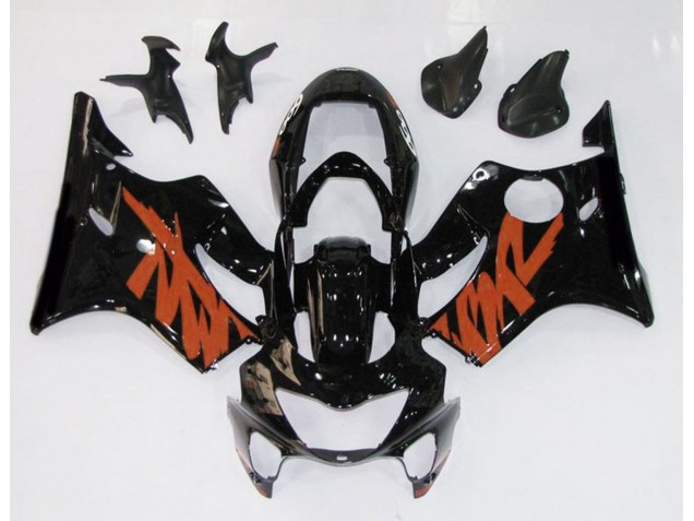 1999-2000 Schwarz Glänzend & Orange Honda CBR600 F4 Motorrad Verkleidung 1999-2000 Schwarz Glänzend & Orange Honda CBR600 F4 Motorrad Verkleidung