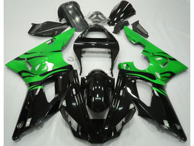 2000-2001 Schwarz Flamme & Grün Yamaha R1 Motorrad Verkleidung 2000-2001 Schwarz Flamme & Grün Yamaha R1 Motorrad Verkleidung