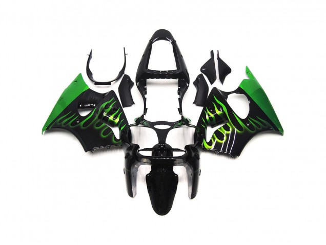 2000-2002 Grün Glänzend Flame Uni Kawasaki ZX6R Motorrad Verkleidung 2000-2002 Grün Glänzend Flame Uni Kawasaki ZX6R Motorrad Verkleidung