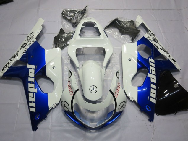 2000-2002 Jordan Blau & Weiß Suzuki GSXR 1000 Motorrad Verkleidung 2000-2002 Jordan Blau & Weiß Suzuki GSXR 1000 Motorrad Verkleidung