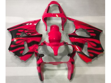 2000-2002 Rot & Schwarz Flamme Kawasaki ZX6R Motorrad Verkleidung