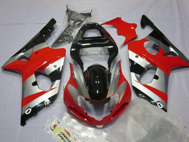2000-2002 Rot-Silber & Schwarz Suzuki GSXR 1000 Motorrad Verkleidung