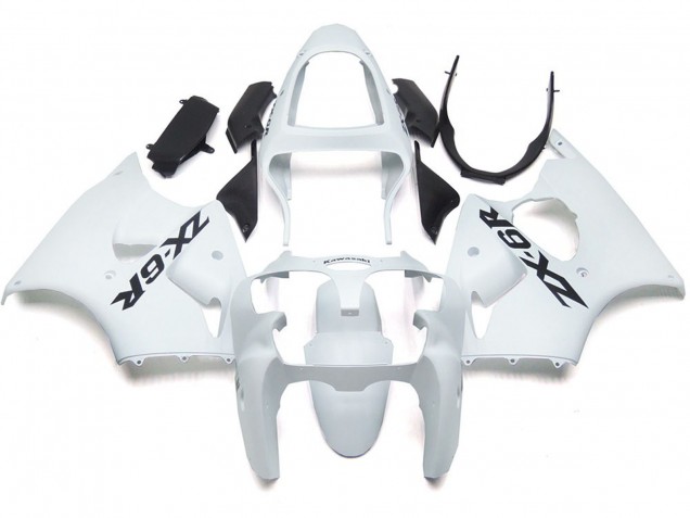 2000-2002 Schlichter Glanz-Weiß Mit Logo Kawasaki ZX6R Motorrad Verkleidung 2000-2002 Schlichter Glanz-Weiß Mit Logo Kawasaki ZX6R Motorrad Verkleidung