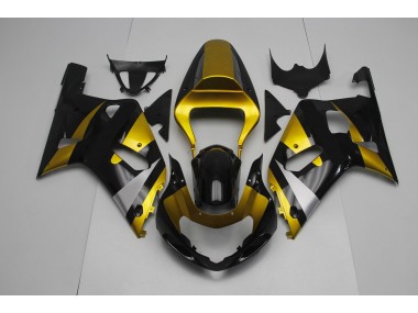 2001-2003 Glänzendes Schwarz & Gold Suzuki GSXR 600-750 Motorrad Verkleidung
