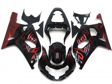 2001-2003 Leuchtend Rot Flamme Suzuki GSXR 600-750 Motorrad Verkleidung