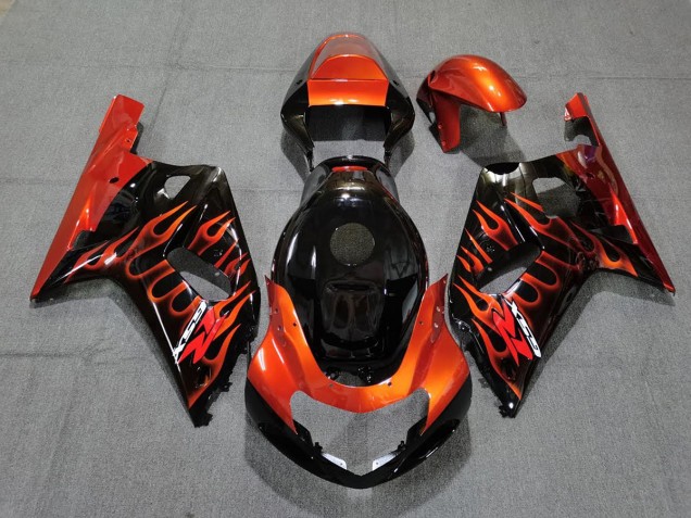 2001-2003 Schwarz Glänzend & Orange Suzuki GSXR 600-750 Motorrad Verkleidung 2001-2003 Schwarz Glänzend & Orange Suzuki GSXR 600-750 Motorrad Verkleidung
