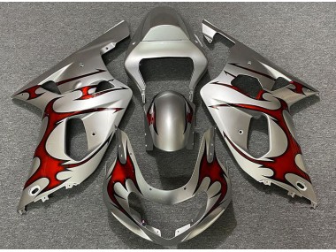 2001-2003 Silber Glänzend & Rot Suzuki GSXR 600-750 Motorrad Verkleidung