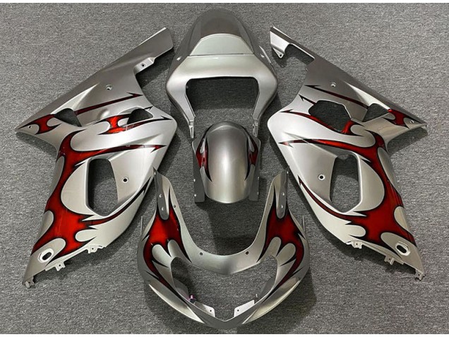 2001-2003 Silber Glänzend & Rot Suzuki GSXR 600-750 Motorrad Verkleidung 2001-2003 Silber Glänzend & Rot Suzuki GSXR 600-750 Motorrad Verkleidung