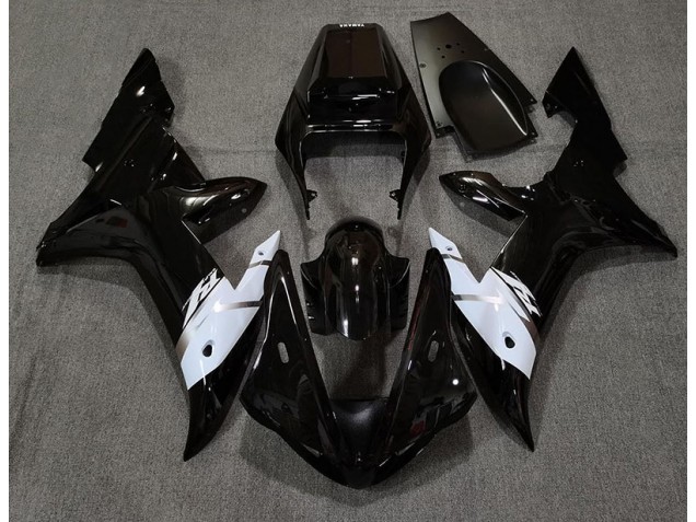 2002-2003 Schwarz Glänzend Weiß & Silber Yamaha R1 Motorrad Verkleidung