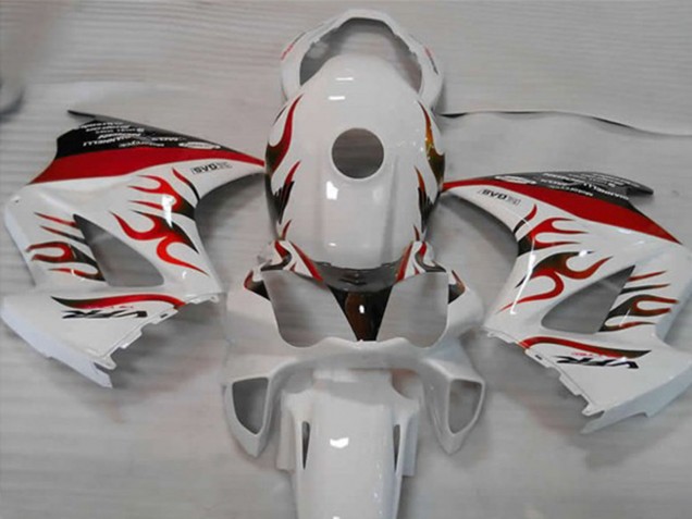 2002-2012 Weiß Rot Flamme Honda VFR800 Motorrad Verkleidung