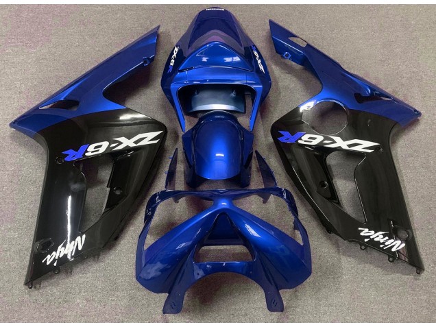 2003-2004 Glänzend Blau & Schwarz Kawasaki ZX6R Motorrad Verkleidung 2003-2004 Glänzend Blau & Schwarz Kawasaki ZX6R Motorrad Verkleidung