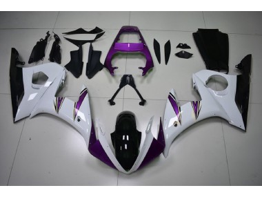 2003-2004 Glänzend Weiß & Lila Akzente Yamaha R6 Motorrad Verkleidung