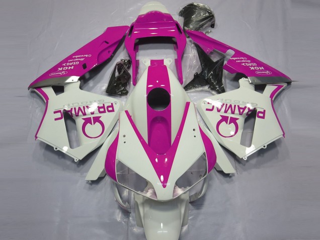 2003-2004 Glänzend Weiß & Rosa Pramac Honda CBR600RR Motorrad Verkleidung 2003-2004 Glänzend Weiß & Rosa Pramac Honda CBR600RR Motorrad Verkleidung