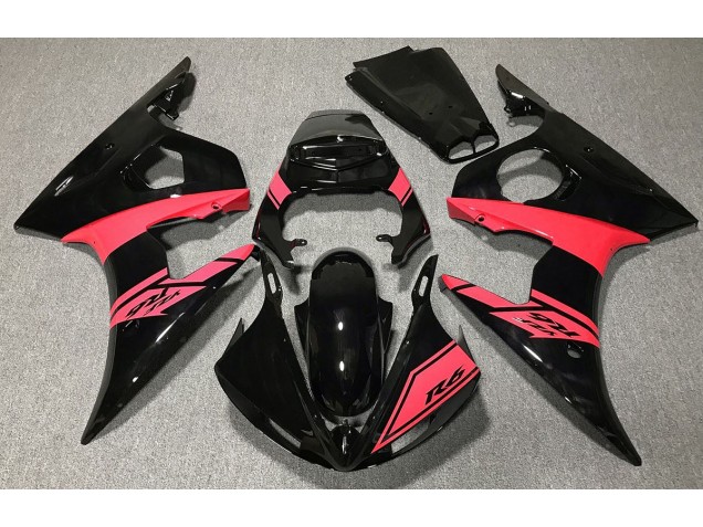 2003-2004 Glänzend Schwarz & Rot Yamaha R6 Motorrad Verkleidung