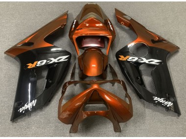 2003-2004 Orange Glänzend & Schwarz Kawasaki ZX6R Motorrad Verkleidung