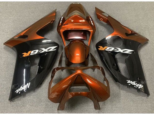 2003-2004 Orange Glänzend & Schwarz Kawasaki ZX6R Motorrad Verkleidung 2003-2004 Orange Glänzend & Schwarz Kawasaki ZX6R Motorrad Verkleidung