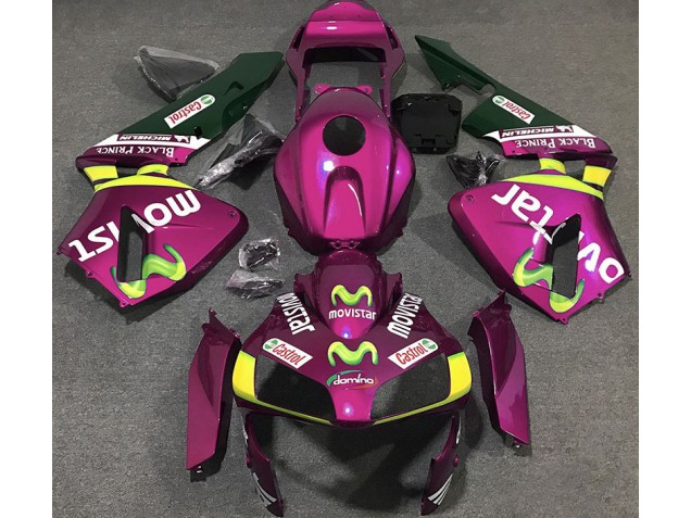 2003-2004 Pink Movistar Honda CBR600RR Motorrad Verkleidung 2003-2004 Pink Movistar Honda CBR600RR Motorrad Verkleidung
