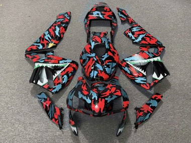 2003-2004 Rot & Blau Tarnung Honda CBR600RR Motorrad Verkleidung