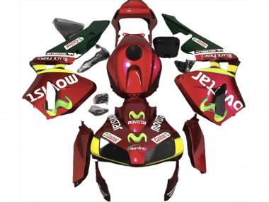 2003-2004 Tiefrot Movistar Honda CBR600RR Motorrad Verkleidung