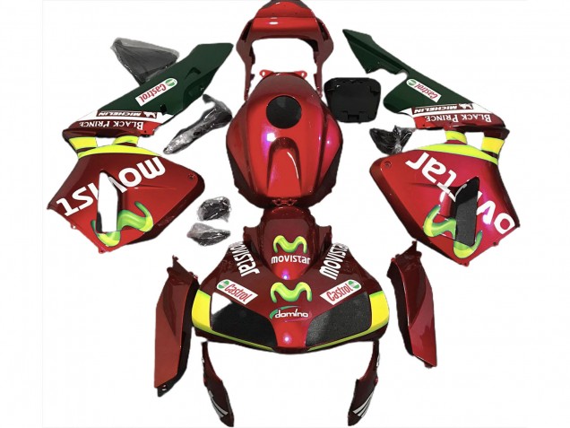 2003-2004 Tiefrot Movistar Honda CBR600RR Motorrad Verkleidung