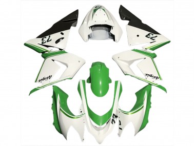 2004-2005 Glänzend Weiß & Grün Kawasaki ZX10R Motorrad Verkleidung