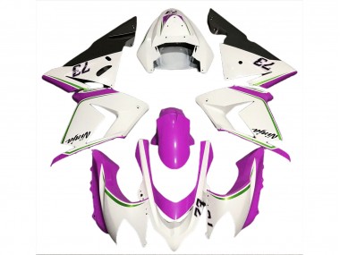 2004-2005 Glänzend Weiß & Pink Kawasaki ZX10R Motorrad Verkleidung