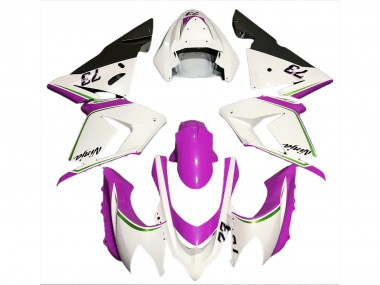 2004-2005 Glänzend Weiß & Pink Kawasaki ZX10R Motorrad Verkleidung