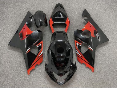 2004-2005 Glänzend Schwarz & Rot Suzuki GSXR 600-750 Motorrad Verkleidung