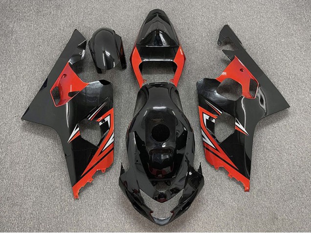 2004-2005 Glänzend Schwarz & Rot Suzuki GSXR 600-750 Motorrad Verkleidung