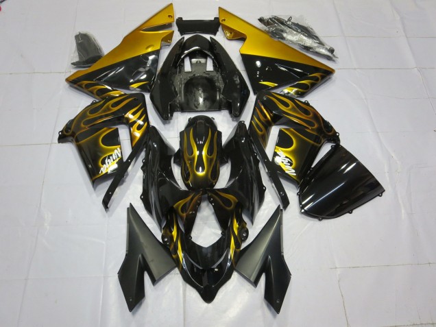 2004-2005 Gold Flamme Kawasaki ZX10R Motorrad Verkleidung 2004-2005 Gold Flamme Kawasaki ZX10R Motorrad Verkleidung