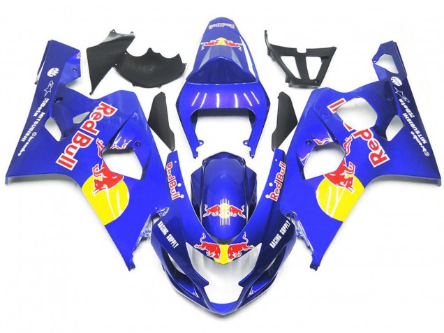 2004-2005 Leuchtendes Blau Rot Bull Stil Suzuki GSXR 600-750 Motorrad Verkleidung 2004-2005 Leuchtendes Blau Rot Bull Stil Suzuki GSXR 600-750 Motorrad Verkleidung