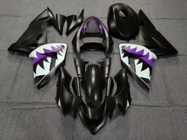 2004-2005 Matt Schwarzer & Violetter Hai Kawasaki ZX10R Motorrad Verkleidung