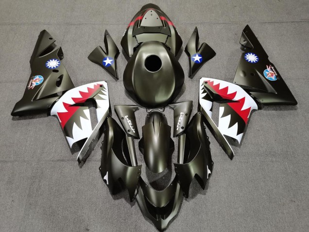 2004-2005 Militärgrüner Hai Kawasaki ZX10R Motorrad Verkleidung
