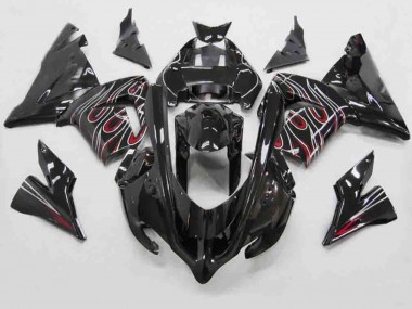 2004-2005 Rot Schwarz Flamme Kawasaki ZX10R Motorrad Verkleidung