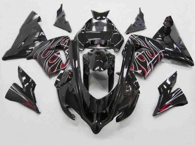 2004-2005 Rot Schwarz Flamme Kawasaki ZX10R Motorrad Verkleidung