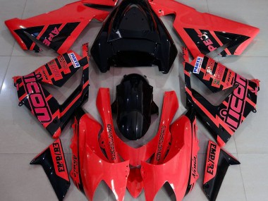 2004-2005 Rot & Schwarz & Logos Kawasaki ZX10R Motorrad Verkleidung