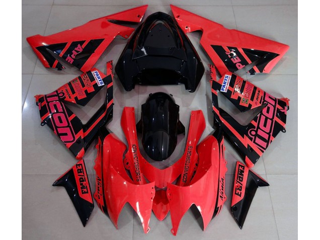 2004-2005 Rot & Schwarz & Logos Kawasaki ZX10R Motorrad Verkleidung