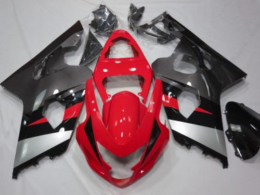 2004-2005 Rot & Silber Glänzend Suzuki GSXR 600-750 Motorrad Verkleidung